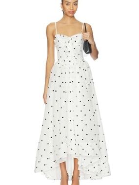 $469 NWT For Love And Lemons Creme Brûlée Maxi Dress in White Sz X-Small